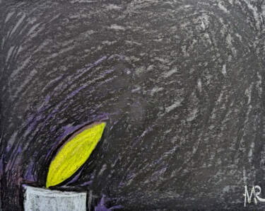 Σχέδιο με τίτλο "Autumn Leaf Candle" από Mava Ra, Αυθεντικά έργα τέχνης, Παστέλ