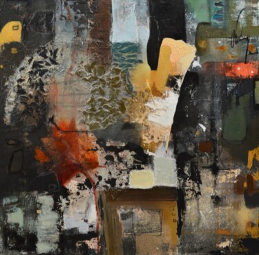 Painting titled "Doors" by Julia Nissimoff, Original Artwork, Oil Mounted on Wood Stretcher frame