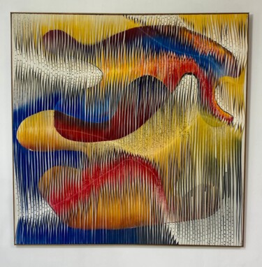 Peinture intitulée "La danse des couleu…" par Yasmina Kijek, Œuvre d'art originale, Tissu Monté sur Châssis en bois