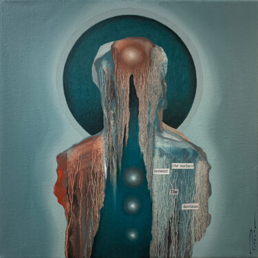 Painting titled "Beneath - the surfa…" by Peter Pitout, Original Artwork, Oil Mounted on Wood Stretcher frame