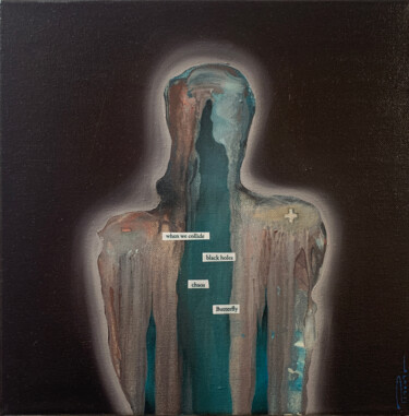 Schilderij getiteld "When we collide - B…" door Peter Pitout, Origineel Kunstwerk, Olie Gemonteerd op Frame voor houten bran…