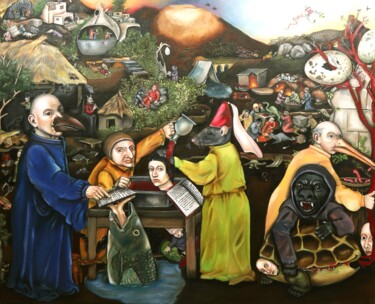 Pintura titulada "Yön Geçişli Evre /…" por İZem C, Obra de arte original, Oleo