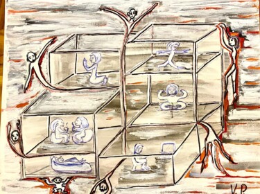 Painting titled "Personal borders" by Valeria Pogliani (V.P.), Original Artwork, Acrylic