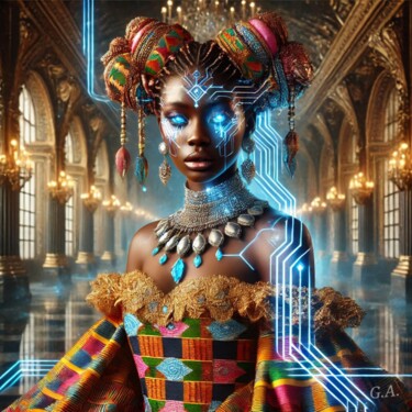 Цифровое искусство под названием "Cyber-Rococo Ghanai…" - Gaboriau Gérald, Подлинное произведение искусства, Цифровая живопи…