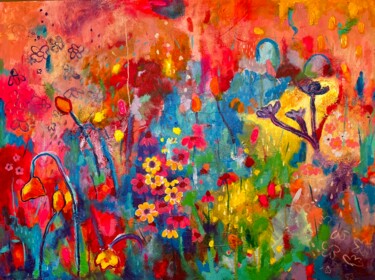 Painting titled "In the garden" by Edvard Badalyan, Original Artwork, Acrylic