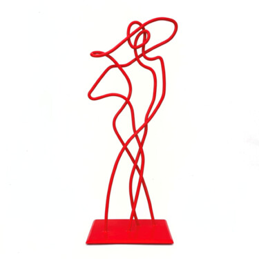 Sculpture intitulée "LA DIVA rouge S" par Rémi Plault, Œuvre d'art originale, Fil de fer