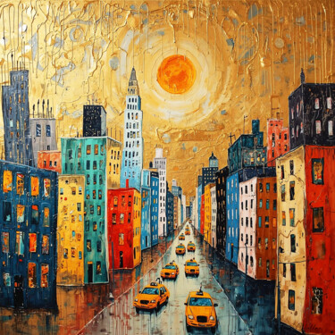 Digital Arts titled "NY Colors" by Sylvia Cebellan, Original Artwork, Digital Painting Mounted on Aluminium