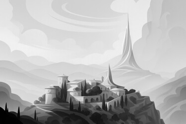 "Irréel Gourdon insp…" başlıklı Dijital Sanat Frederic Bos tarafından, Orijinal sanat, Dijital Fotoğrafçılık