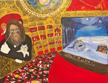 Peinture intitulée "Bigfoot attends a p…" par Cefora Goldszer Rubin, Œuvre d'art originale, Acrylique Monté sur Panneau de b…