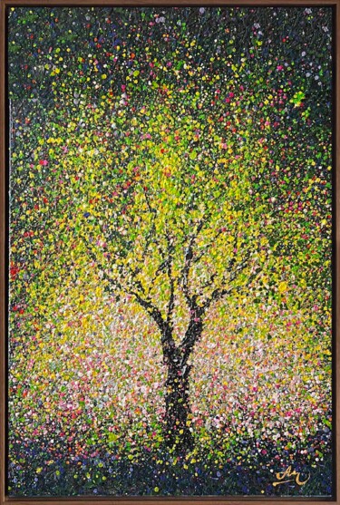 Malerei mit dem Titel "TREE OF LIGHT - FRA…" von Nadiia Antoniuk, Original-Kunstwerk, Acryl Auf Keilrahmen aus Holz montiert