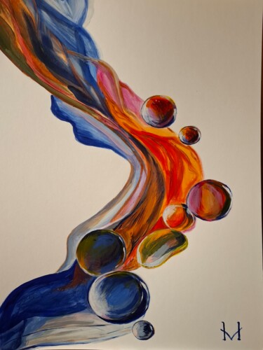 Dessin intitulée "Ribbon with balls" par Nadya Vi, Œuvre d'art originale, Acrylique