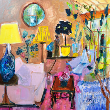 Peinture intitulée "Intérieur à la terr…" par Muriel Cayet, Œuvre d'art originale, Acrylique Monté sur Châssis en bois