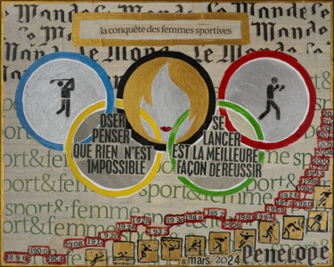 Ζωγραφική με τίτλο "La conquête des fem…" από Pénélope, Αυθεντικά έργα τέχνης, Ακρυλικό Τοποθετήθηκε στο Ξύλινο φορείο σκελε…