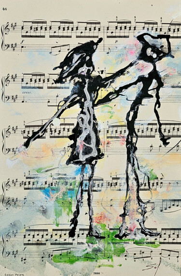 Schilderij getiteld "La giffle - OR 19x2…" door Sophie - Sof Voigt - Chadeyron, Origineel Kunstwerk, Acryl Gemonteerd op And…