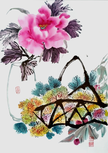 Painting titled "Дары. Авторская кар…" by Tatiana Gorodilina (Tanjia), Original Artwork, Ink Mounted on Cardboard