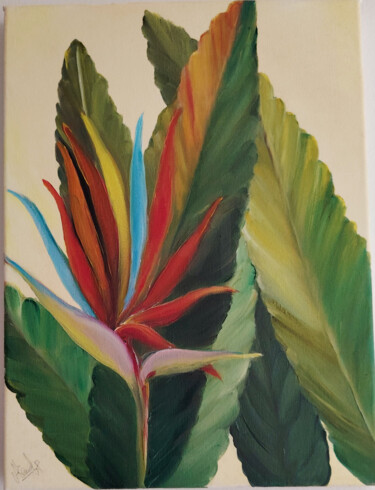 Painting titled "Bird of paradise" by Petra Kondov, Original Artwork, Oil
