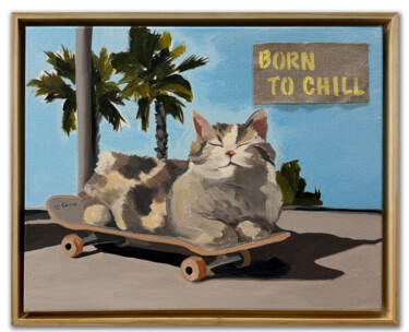 Painting titled "Born To Chill – Coo…" by Victo, Original Artwork, Oil Mounted on Wood Stretcher frame