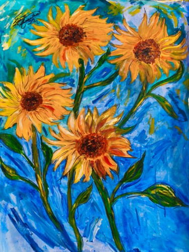 Painting titled "The sunflowers 2025" by João Miranda, Original Artwork, Acrylic