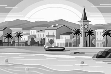 Digital Arts titled "Le Cros de Cagnes NB" by Frederic Bos, Original Artwork, Digital Photography