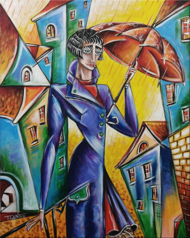 Painting titled "Woman Chillout #M356" by Thomas Lange, Original Artwork, Oil