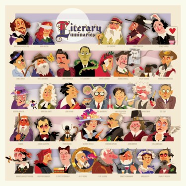 "Literary Luminaries" başlıklı Dijital Sanat Van Evan Fuller tarafından, Orijinal sanat, Dijital Resim