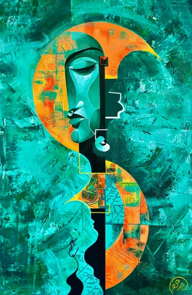 Ζωγραφική με τίτλο "Threshold of Worlds…" από Samiya Rani, Αυθεντικά έργα τέχνης, Ακρυλικό Τοποθετήθηκε στο Ξύλινο φορείο σκ…