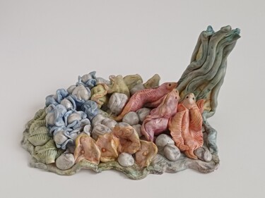 Sculpture intitulée "The climbers" par Anne-Marie Verpoucke, Œuvre d'art originale, Pâte polymère