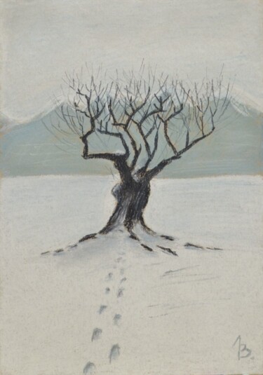 图画 标题为“An alone tree” 由Vladimir Lebedev, 原创艺术品, 木炭