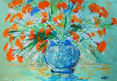 Ζωγραφική με τίτλο "Fantasy with Flower…" από Rakhmet Redzhepov, Αυθεντικά έργα τέχνης, Ακρυλικό