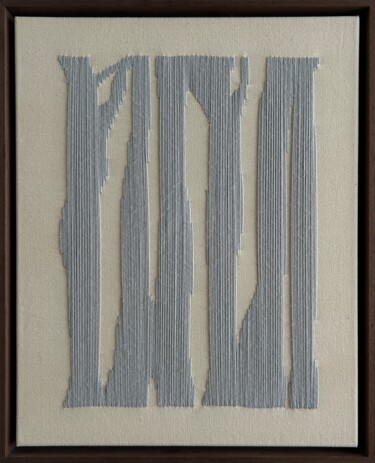 Art textile intitulée "TREES II" par Silvija Kicivoj, Œuvre d'art originale, Broderie Monté sur Châssis en bois