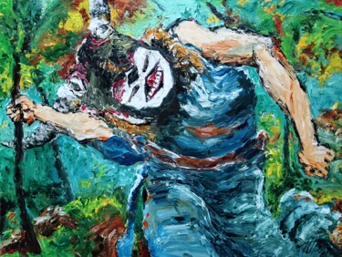 Painting titled "La tête au mufle de…" by Antoine Juliens, Original Artwork, Acrylic Mounted on Cardboard