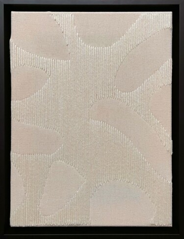 Textile Art titled "LINES IN SHAPES" by Silvija Kicivoj, Original Artwork, Embroidery Mounted on Wood Stretcher frame