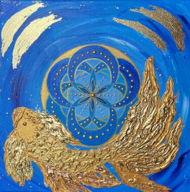 Ζωγραφική με τίτλο "The golden fish, th…" από Nadezhda Dvornikova, Αυθεντικά έργα τέχνης, Ακρυλικό