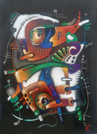 Картина под названием "Chameleon" - Uladzimir Skryhanau, Подлинное произведение искусства, Пастель Установлен на Деревянная…