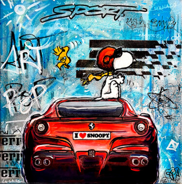 绘画 标题为“Tableau Pop Snoopy…” 由Pvettese, 原创艺术品, 喷漆 安装在木质担架架上