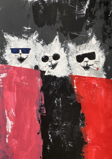 绘画 标题为“Three Cool Cats Pai…” 由Yuche, 原创艺术品, 丙烯