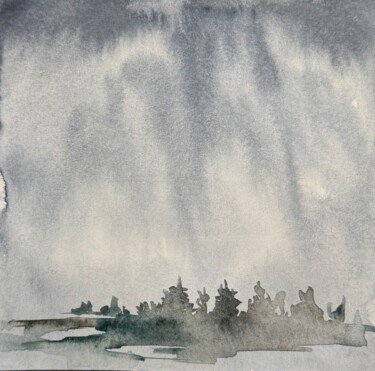 Painting titled "Landscape miniature…" by Ekaterina Dutkevich, Original Artwork, Watercolor