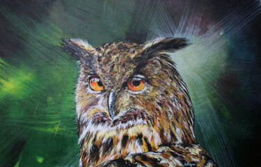 Painting titled "Aigle de nuit" by Calliswan, Original Artwork, Acrylic