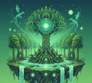 "The Emerald Circuit…" başlıklı Dijital Sanat Enes Furkan Sürül tarafından, Orijinal sanat, AI tarafından oluşturulan görüntü