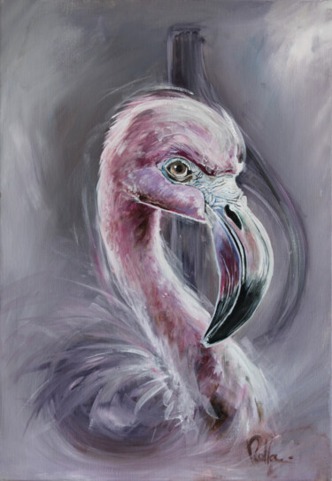 Painting titled "Note Rose" by Rolla, Original Artwork, Acrylic Mounted on Wood Stretcher frame