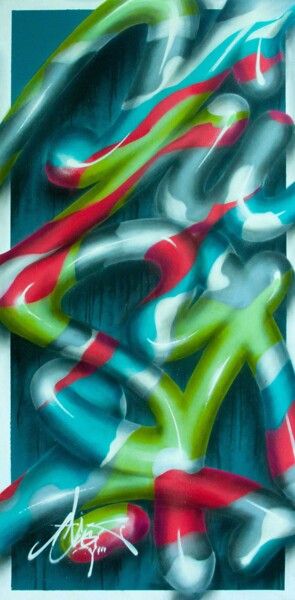 Malerei mit dem Titel "Just Live" von Just, Original-Kunstwerk, Sprühfarbe Auf Keilrahmen aus Holz montiert