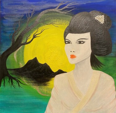 Painting titled "geisha" by Eva Vlasova, Original Artwork, Acrylic