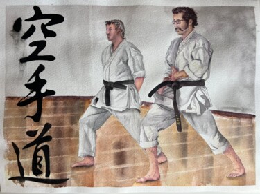 Malerei mit dem Titel "Karaté" von Calliswan, Original-Kunstwerk, Aquarell