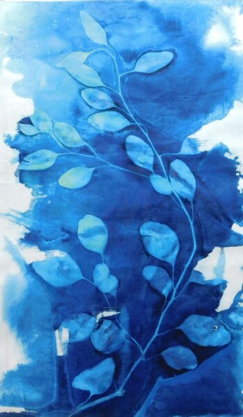 Printmaking titled "30 x 50_VEGETAL 6" by Cornelia Tersanszki, Original Artwork, Cyanotype Mounted on Cardboard
