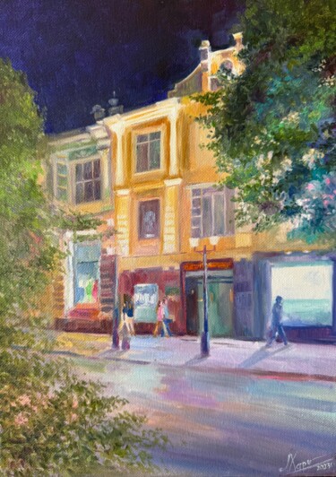 Peinture intitulée "Night cily, Krasnod…" par Liana Kharchenko, Œuvre d'art originale, Huile