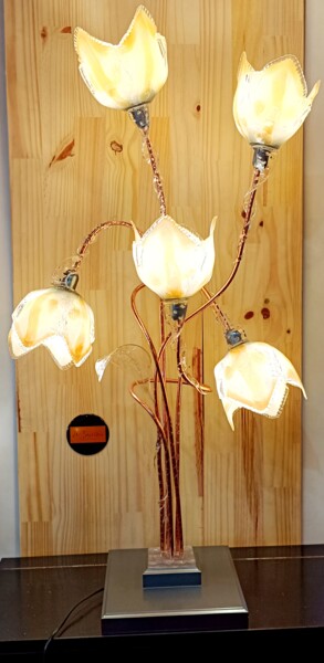 Lampe 5 tulipes beiges