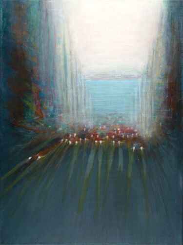 Painting titled "City Dreams" by Peter Stahr, Original Artwork, Acrylic Mounted on Wood Stretcher frame