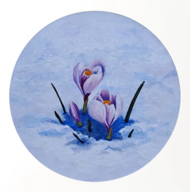 Pintura titulada "Crocuses bloom in t…" por Diana Nove Lumen, Obra de arte original, Acrílico