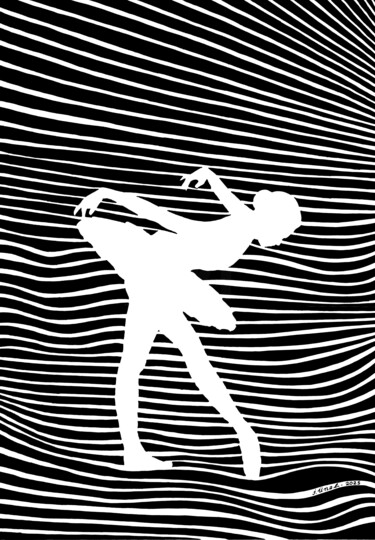 Dessin intitulée "Ballerina - 9" par Ibrahim Unal, Œuvre d'art originale, Marqueur