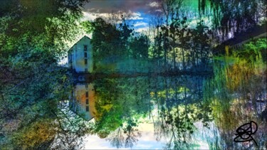 Photographie intitulée "Waterscape with ref…" par Emma Laflute, Œuvre d'art originale, Photographie manipulée